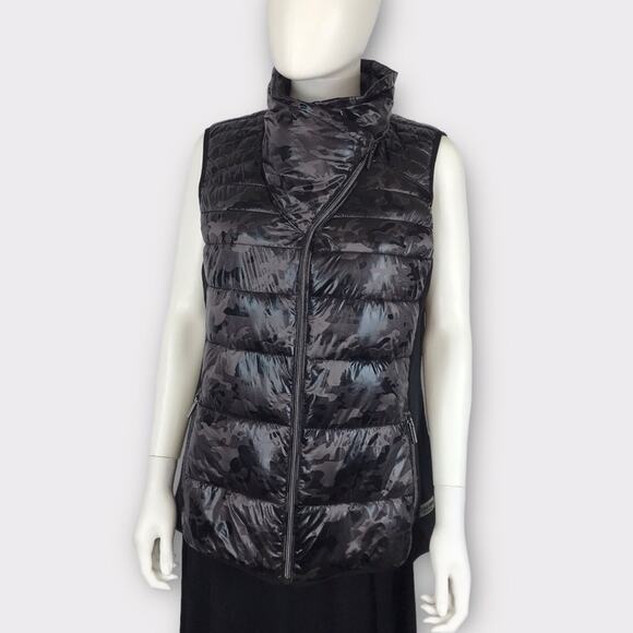 Calvin Klein Black Puffer Vest Camo Performance Funnel Neck Size Large - Picture 3 of 11